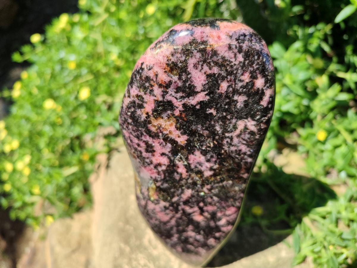 Polished Large Rhodonite Standing Display Piece x 1 From Ambindavato, Madagascar