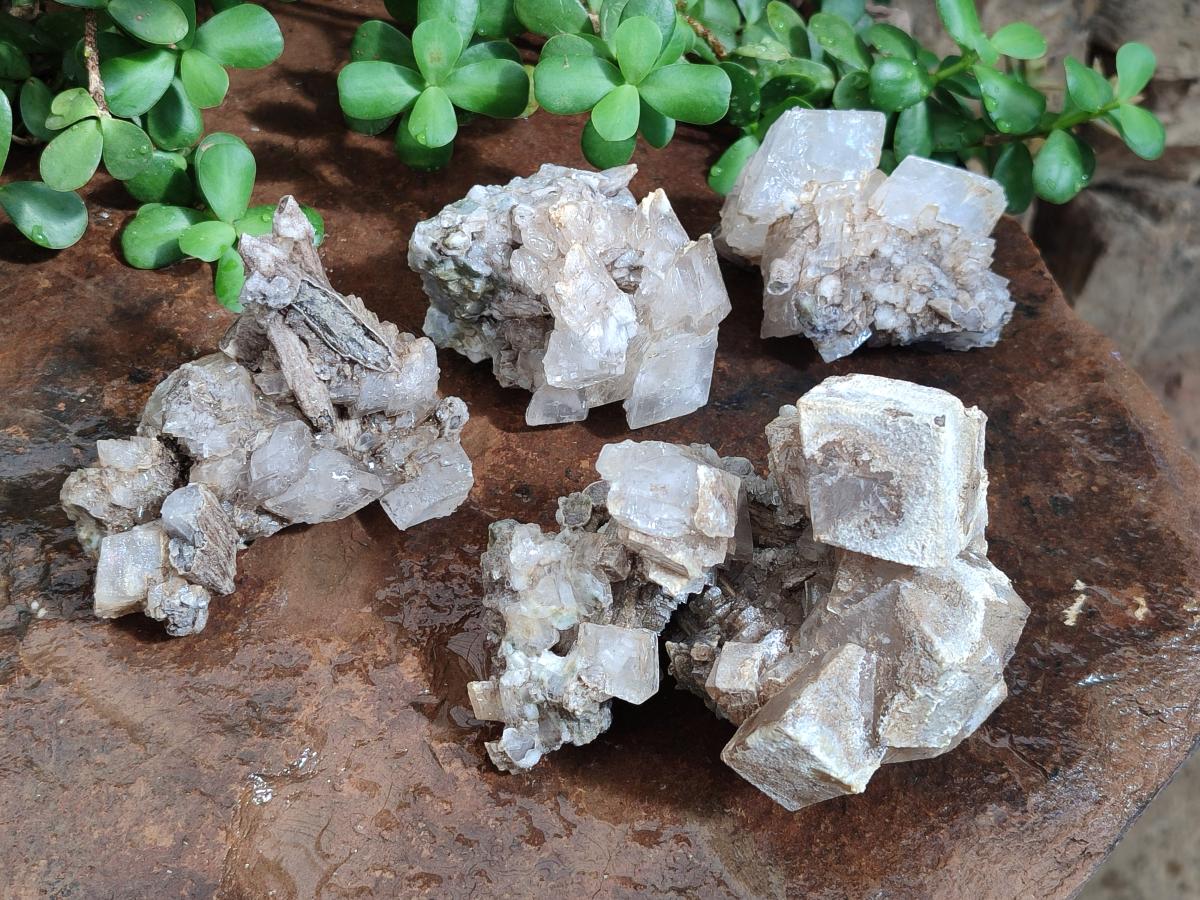 Natural Stacked Rhombohedral Calcite Clusters x 4 From Albert's Mountain, Lesotho