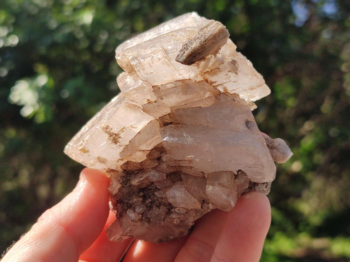 Natural Stacked Rhombohedral Calcite Clusters x 4 From Albert's Mountain, Lesotho