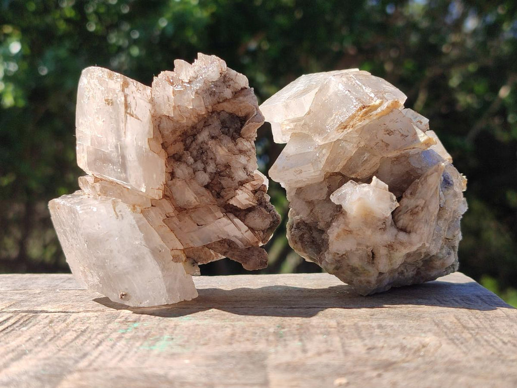 Natural Stacked Rhombohedral Calcite Clusters x 4 From Albert's Mountain, Lesotho