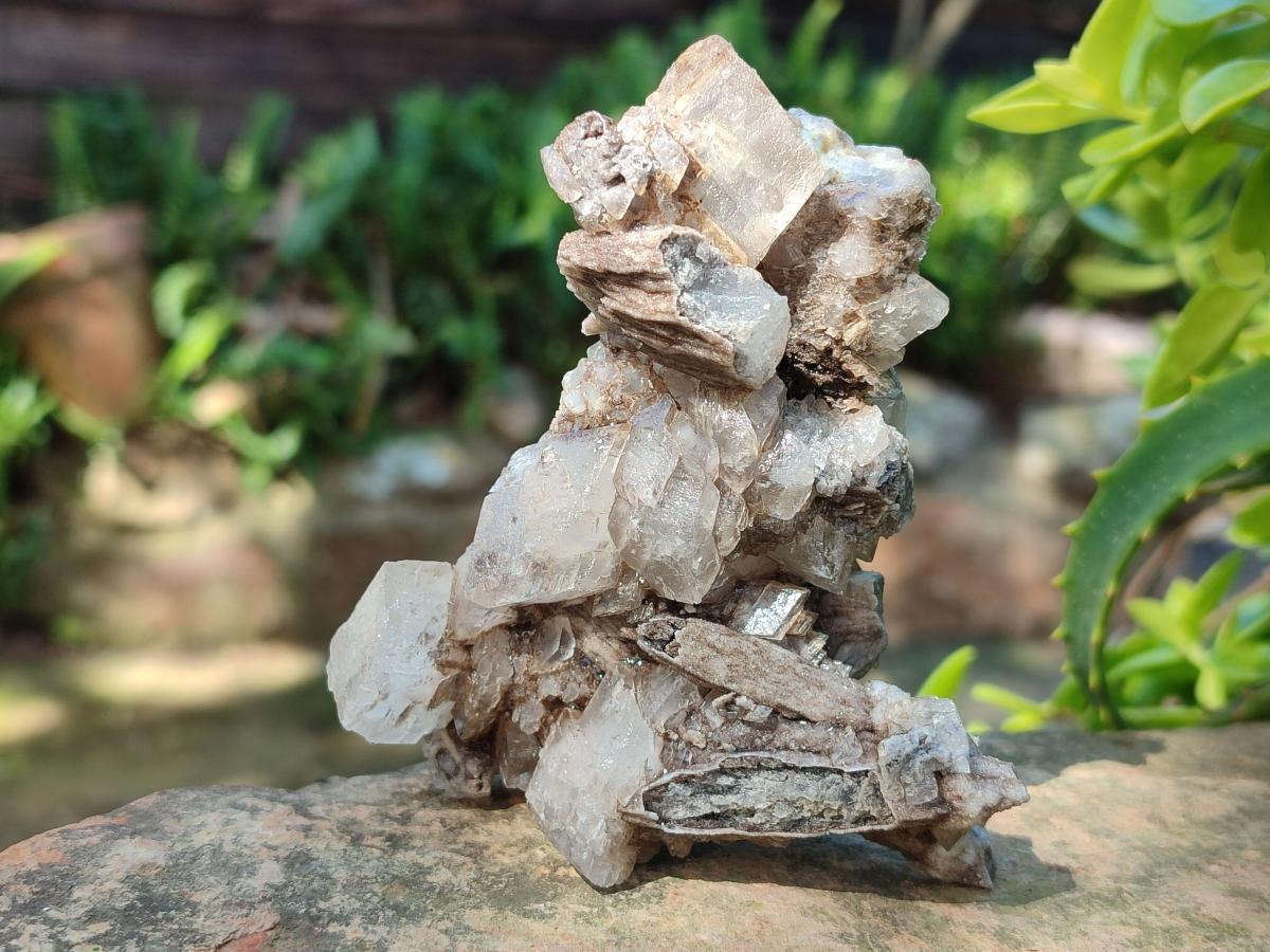 Natural Stacked Rhombohedral Calcite Clusters x 4 From Albert's Mountain, Lesotho