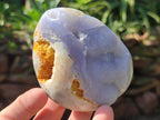 Polished and Natural Blue Lace Agate Standing Display Pieces and Free Forms x 6 From Nsanje, Malawi