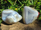 Polished and Natural Blue Lace Agate Standing Display Pieces and Free Forms x 6 From Nsanje, Malawi