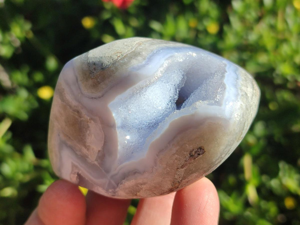 Polished and Natural Blue Lace Agate Standing Display Pieces and Free Forms x 6 From Nsanje, Malawi