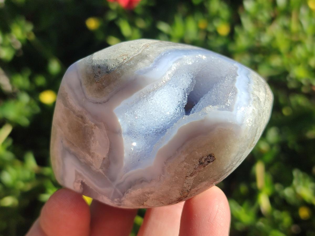 Polished and Natural Blue Lace Agate Standing Display Pieces and Free Forms x 6 From Nsanje, Malawi