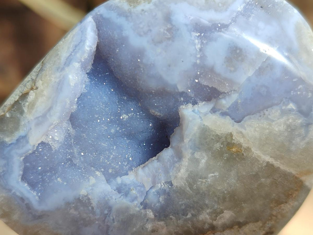 Polished and Natural Blue Lace Agate Standing Display Pieces and Free Forms x 6 From Nsanje, Malawi