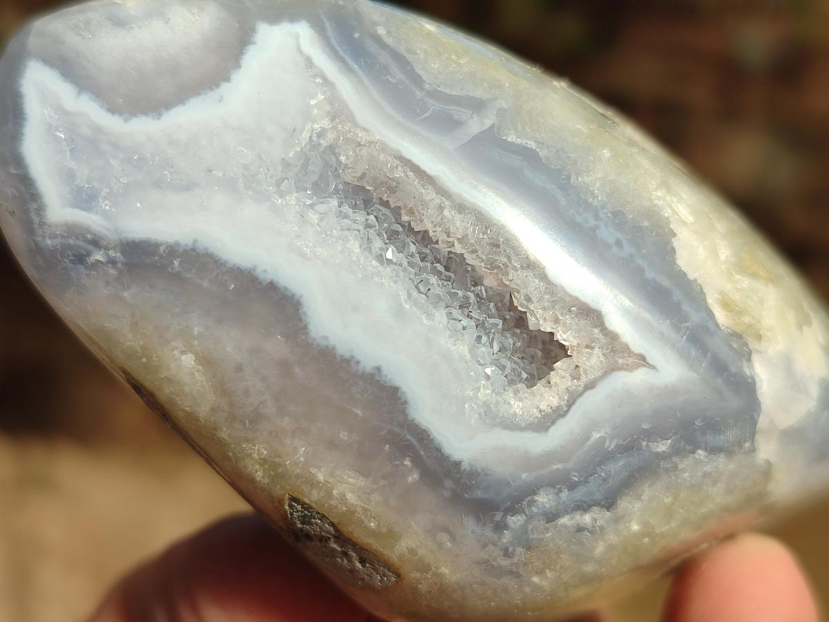 Polished and Natural Blue Lace Agate Standing Display Pieces and Free Forms x 6 From Nsanje, Malawi