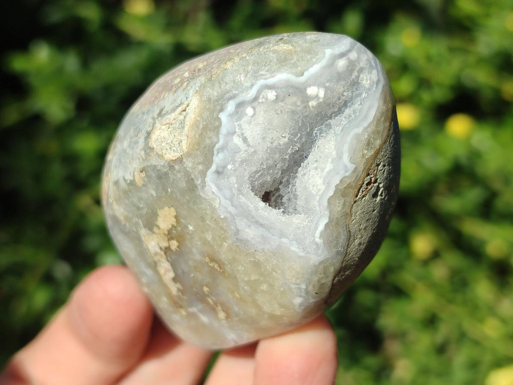 Polished and Natural Blue Lace Agate Standing Display Pieces and Free Forms x 6 From Nsanje, Malawi