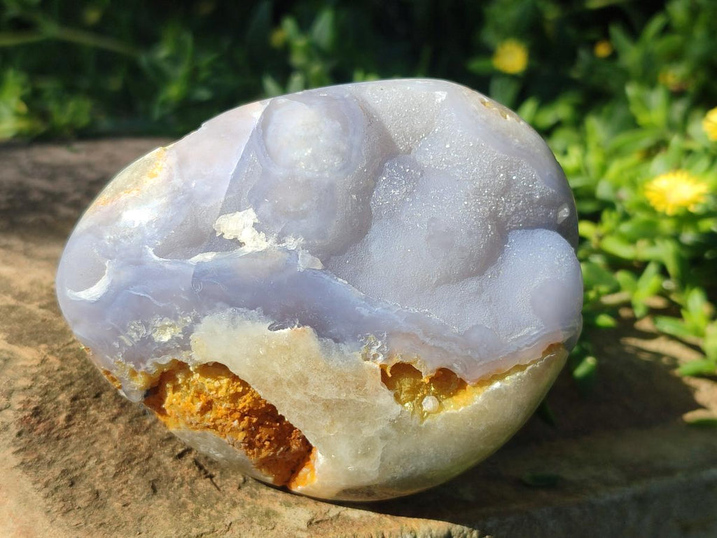 Polished and Natural Blue Lace Agate Standing Display Pieces and Free Forms x 6 From Nsanje, Malawi