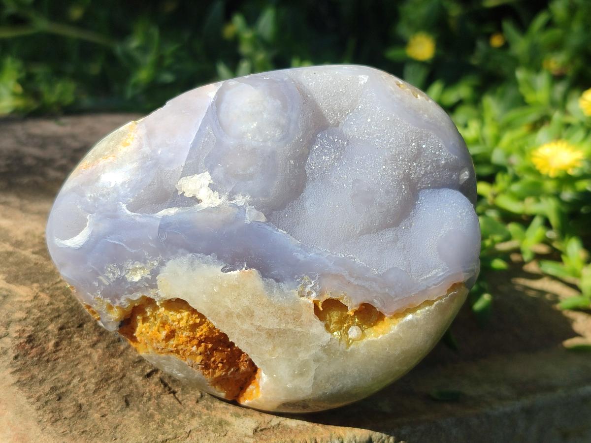 Polished and Natural Blue Lace Agate Standing Display Pieces and Free Forms x 6 From Nsanje, Malawi