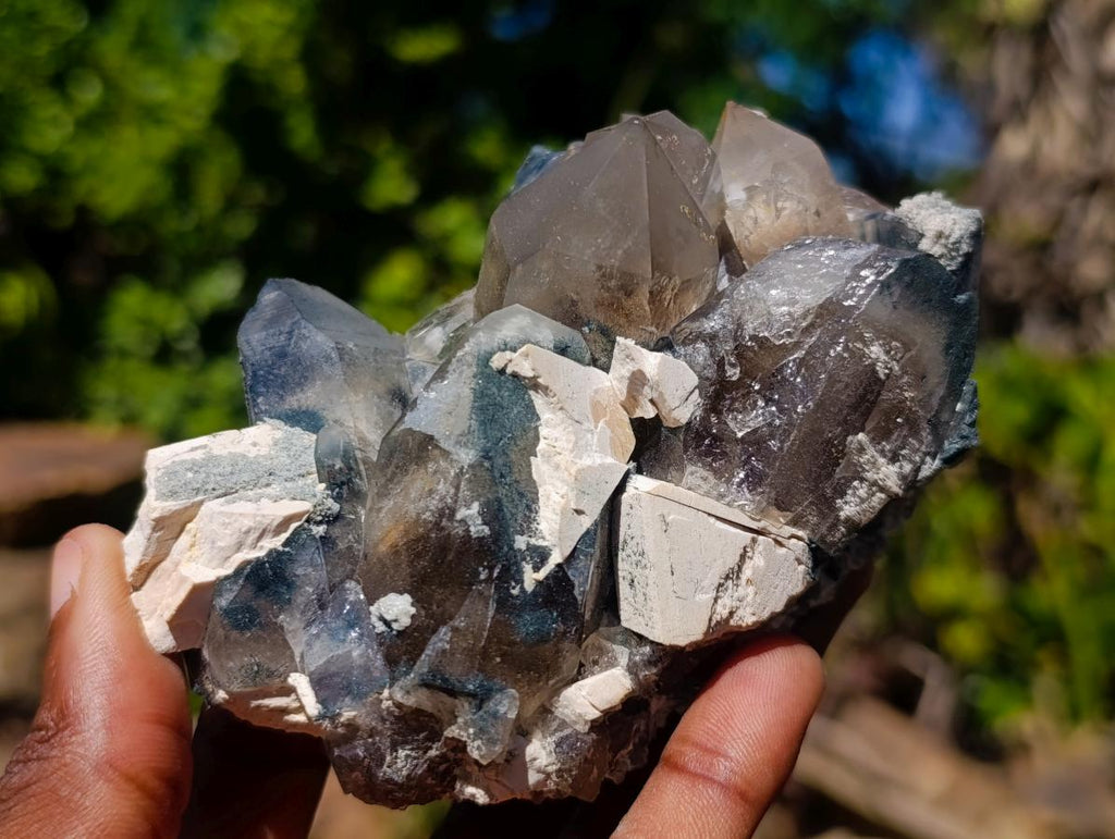 Natural Smokey Quartz Clusters with Associated Minerals x 7 From Erongo, Namibia