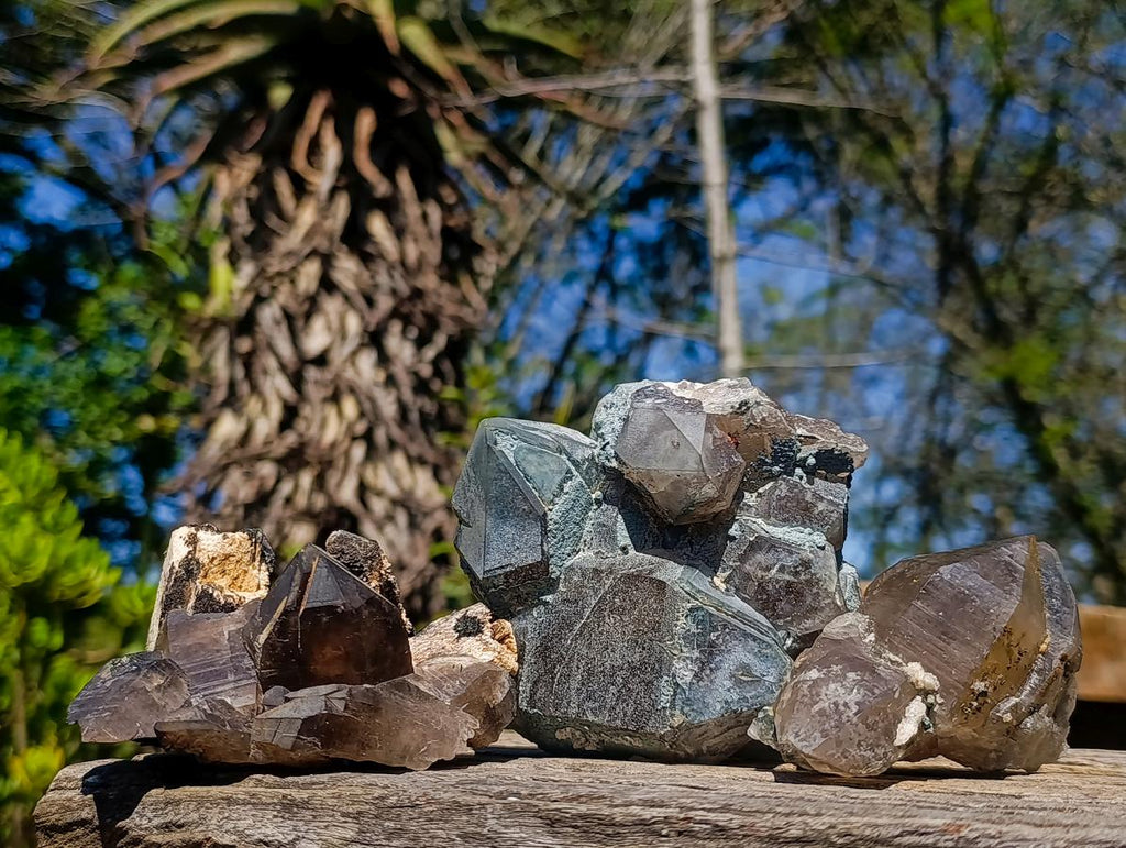 Natural Smokey Quartz Clusters with Associated Minerals x 7 From Erongo, Namibia