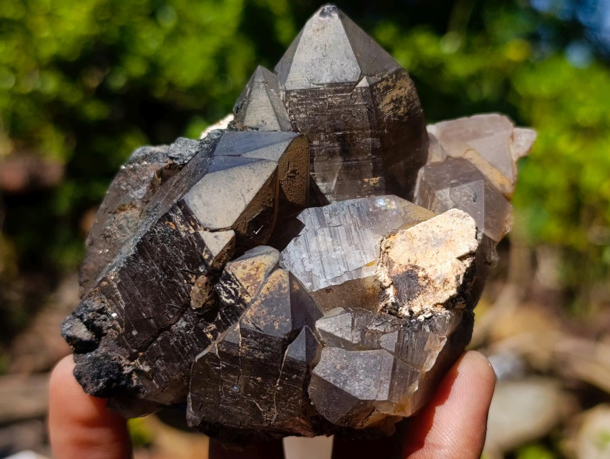 Natural Smokey Quartz Clusters with Associated Minerals x 7 From Erongo, Namibia