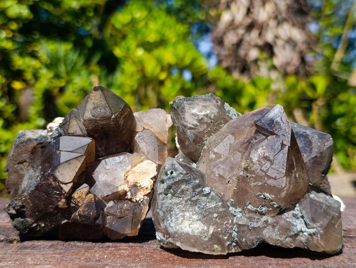 Natural Smokey Quartz Clusters with Associated Minerals x 7 From Erongo, Namibia