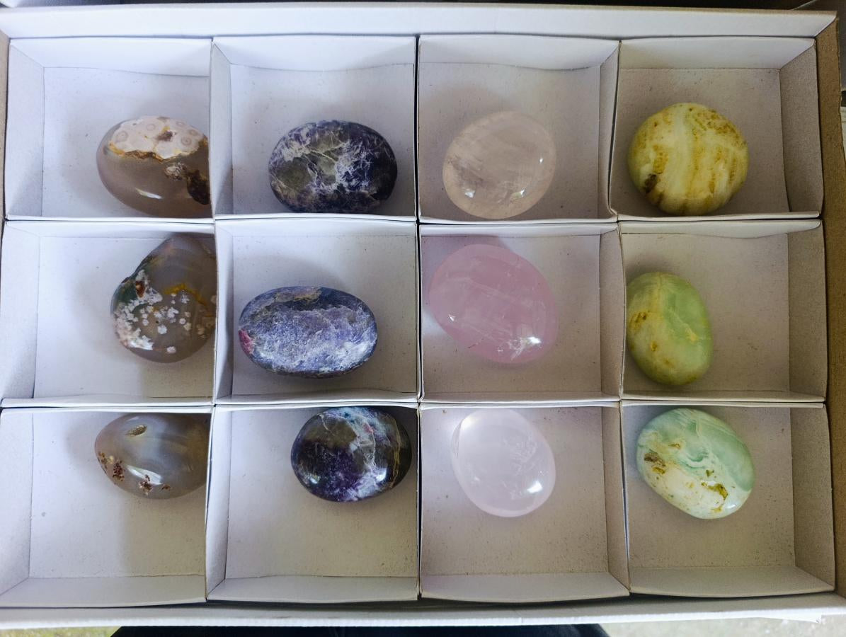 Polished Mix of Multi Mineral Galets x 12 From Southern Africa