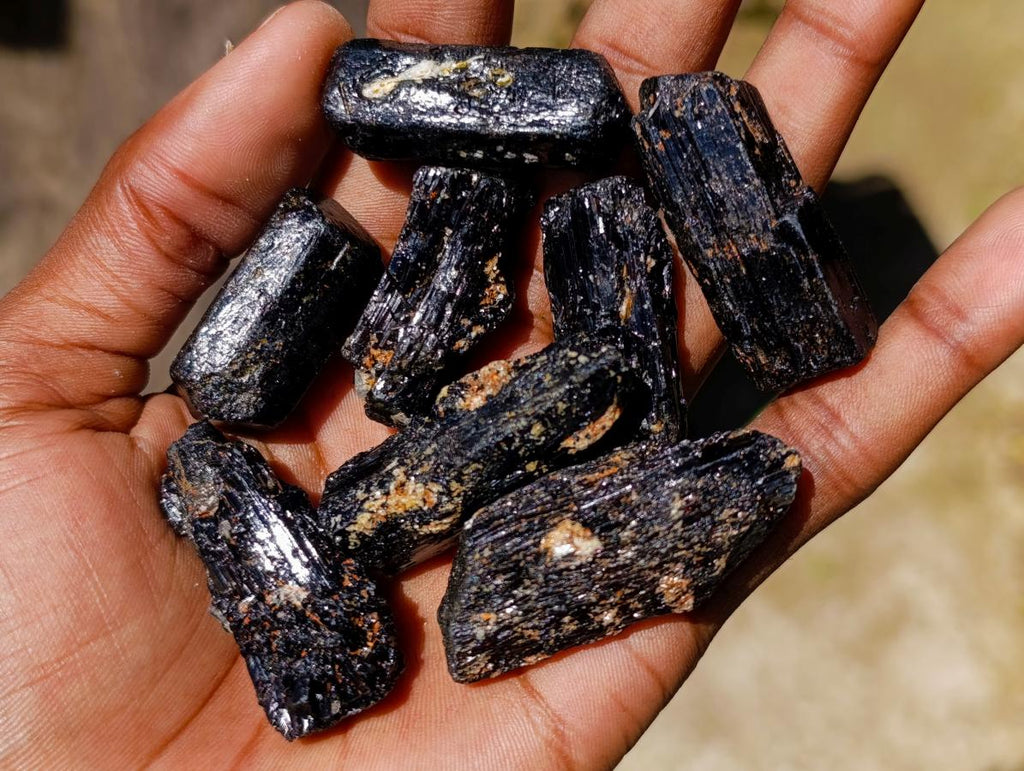 Natural Rough Black Tourmaline Crystals x 70 From Zambia