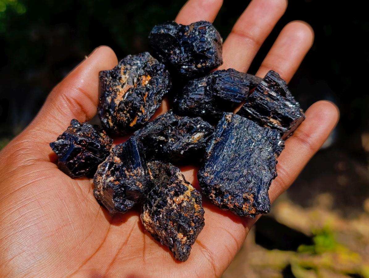 Natural Rough Black Tourmaline Crystals x 70 From Zambia