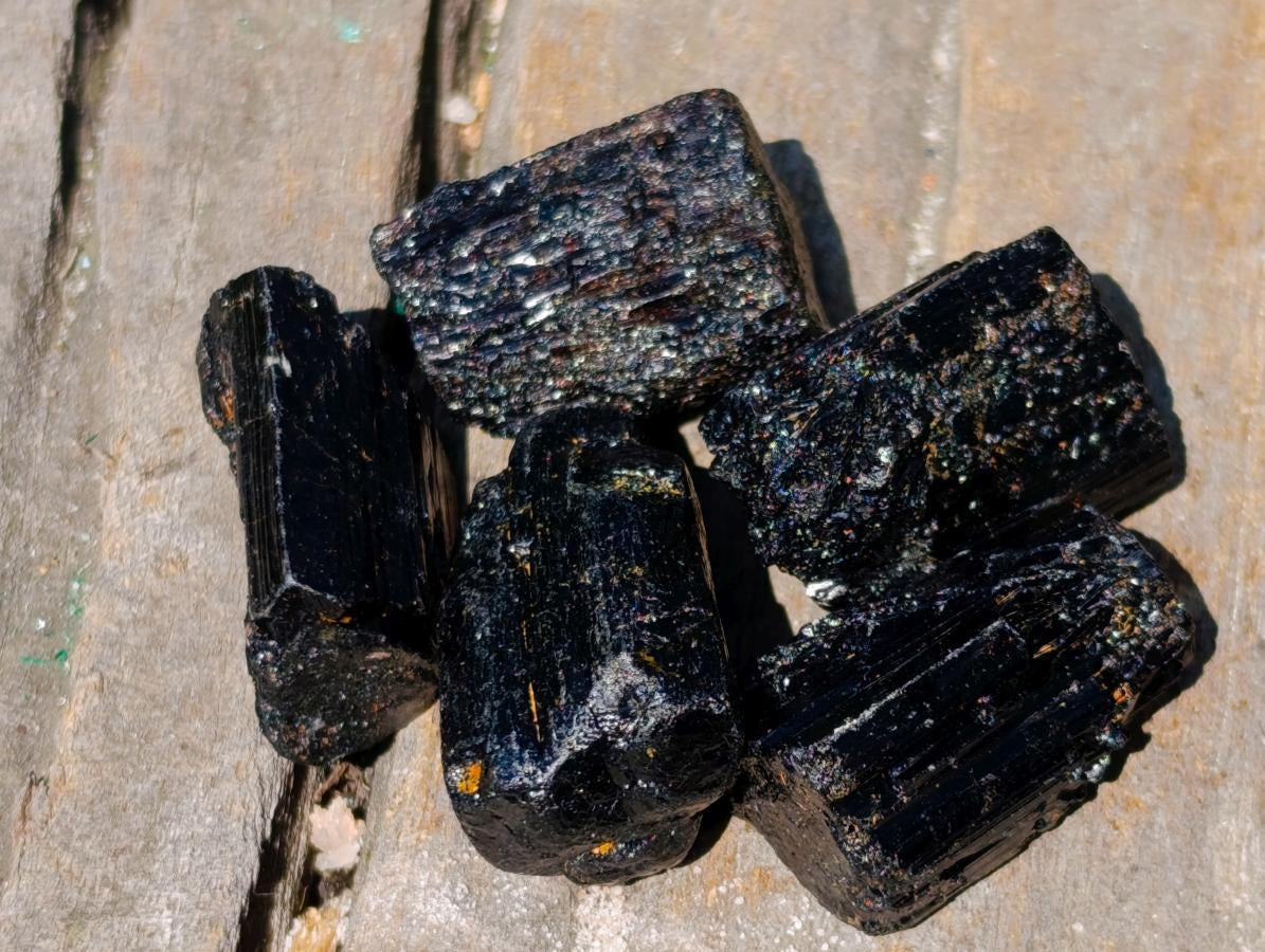 Natural Rough Black Tourmaline Crystals x 70 From Zambia
