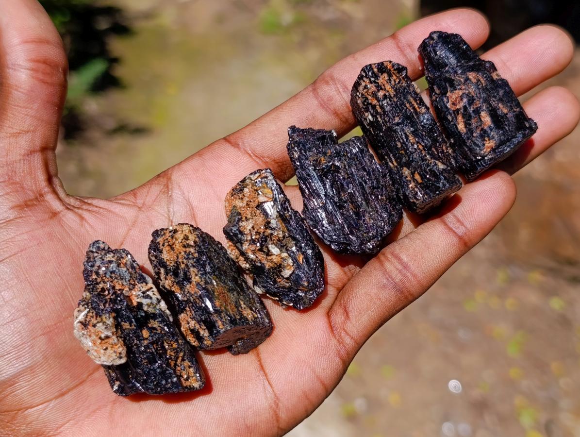 Natural Rough Black Tourmaline Crystals x 70 From Zambia