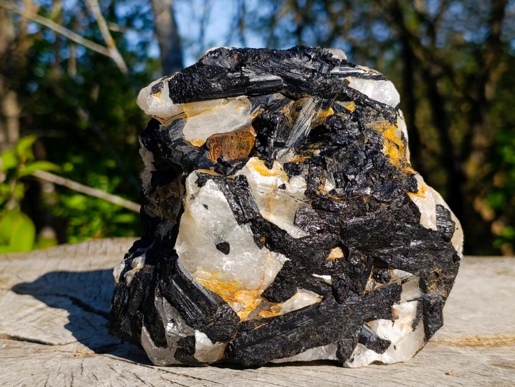 Natural Large Black Tourmaline Specimens in Quartz  x 2 From Zambia