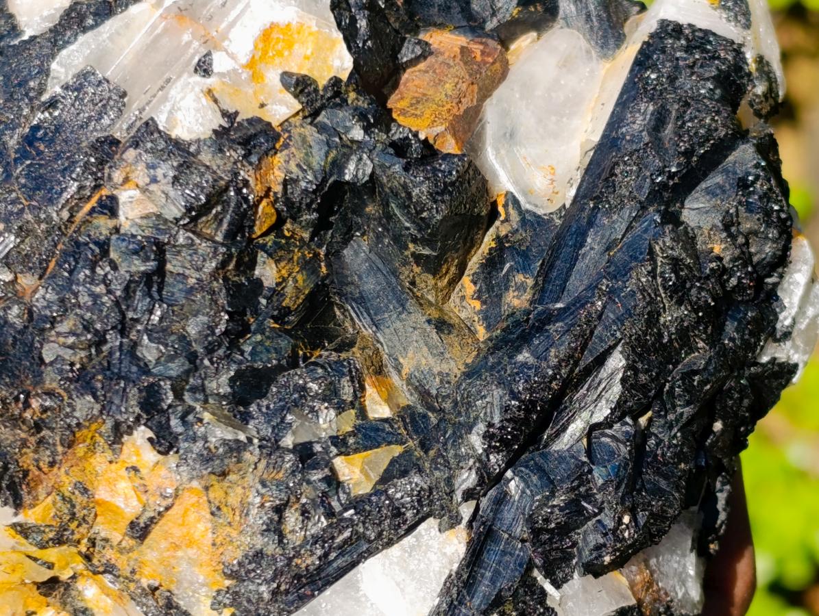 Natural Large Black Tourmaline Specimens in Quartz  x 2 From Zambia