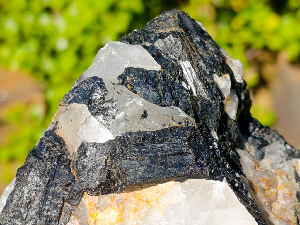 Natural Large Black Tourmaline Specimens in Quartz  x 2 From Zambia