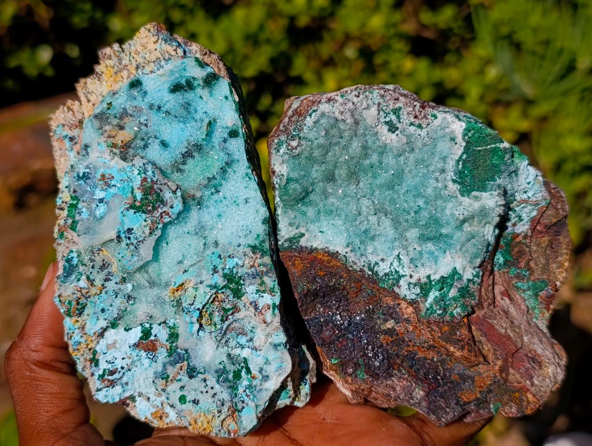 Natural Drusy Coated Chrysocolla Specimens with Malachite x 6 From Lupoto Mine, Congo