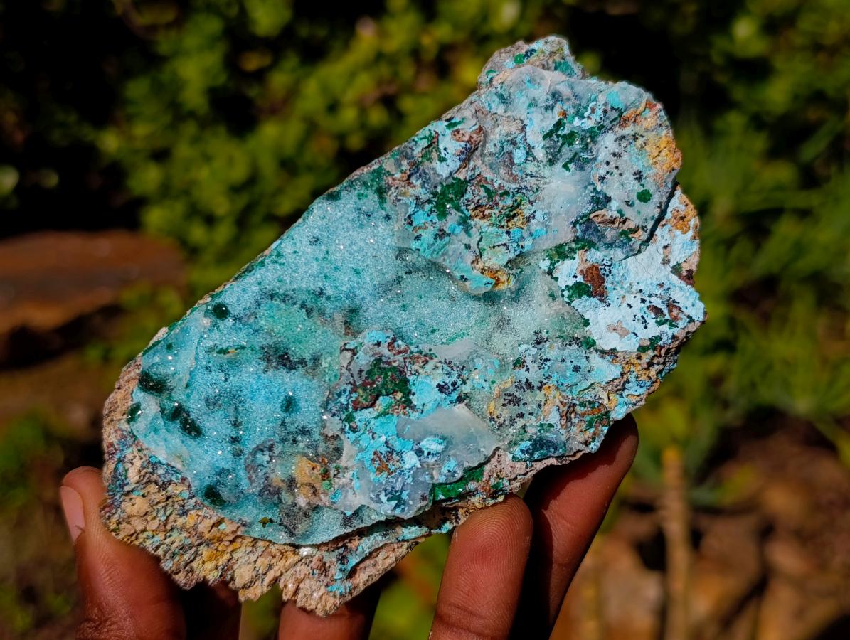 Natural Drusy Coated Chrysocolla Specimens with Malachite x 6 From Lupoto Mine, Congo
