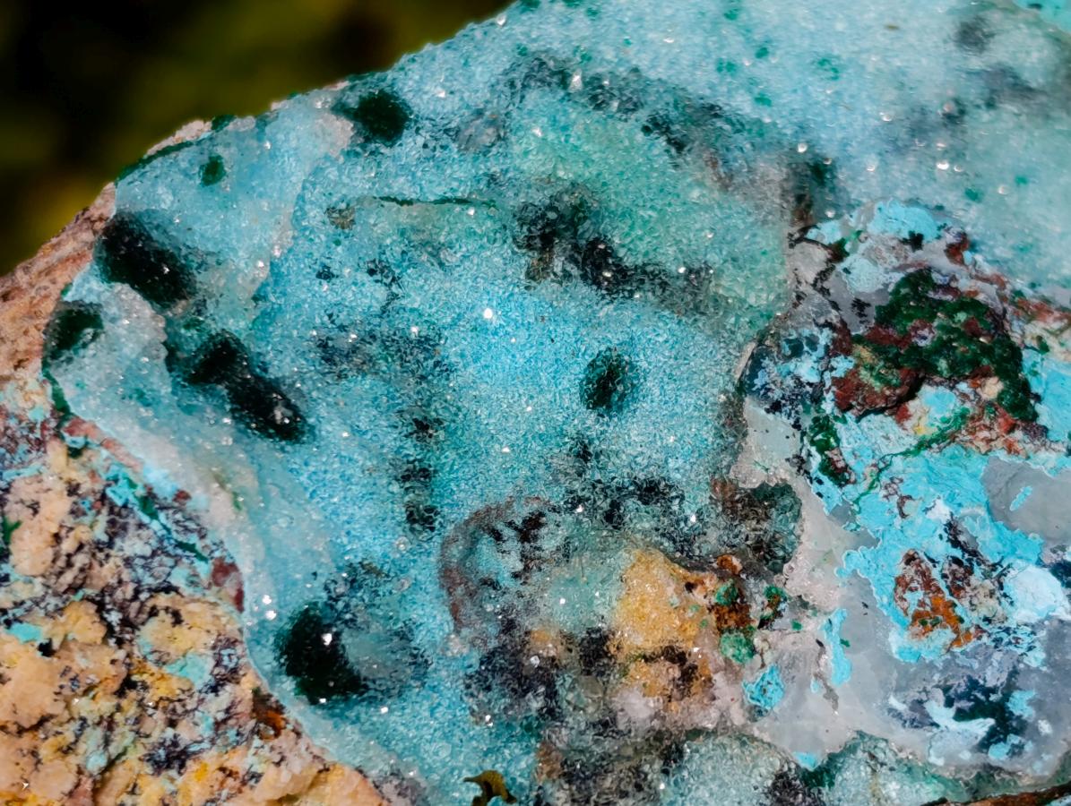 Natural Drusy Coated Chrysocolla Specimens with Malachite x 6 From Lupoto Mine, Congo