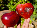 Polished Carnelian Agate Gemstone Hearts x 6 From Madagascar