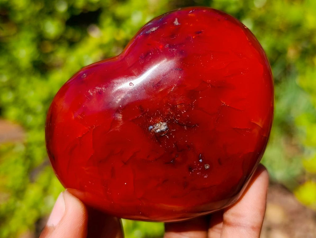 Polished Carnelian Agate Gemstone Hearts x 6 From Madagascar