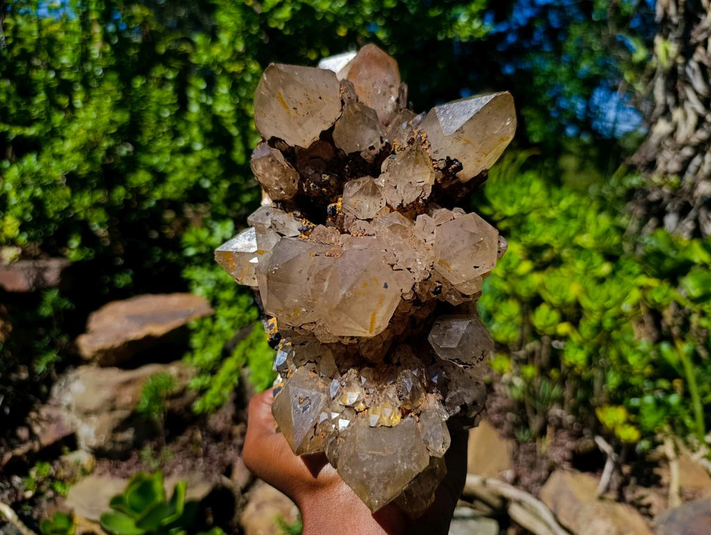 Natural Large Cascading White Phantom Smokey Clear Luena Quartz Cluster x 1 From Luena, Congo