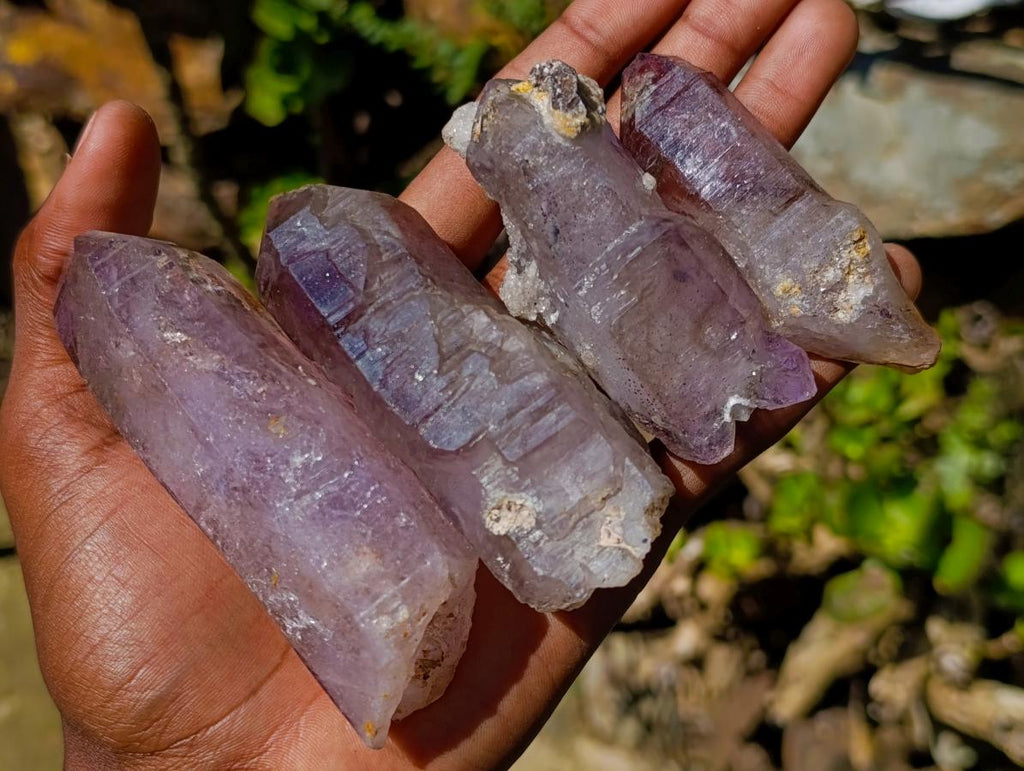 Natural Smokey Window Amethyst Crystals x 14 From Chiredzi, Zimbabwe