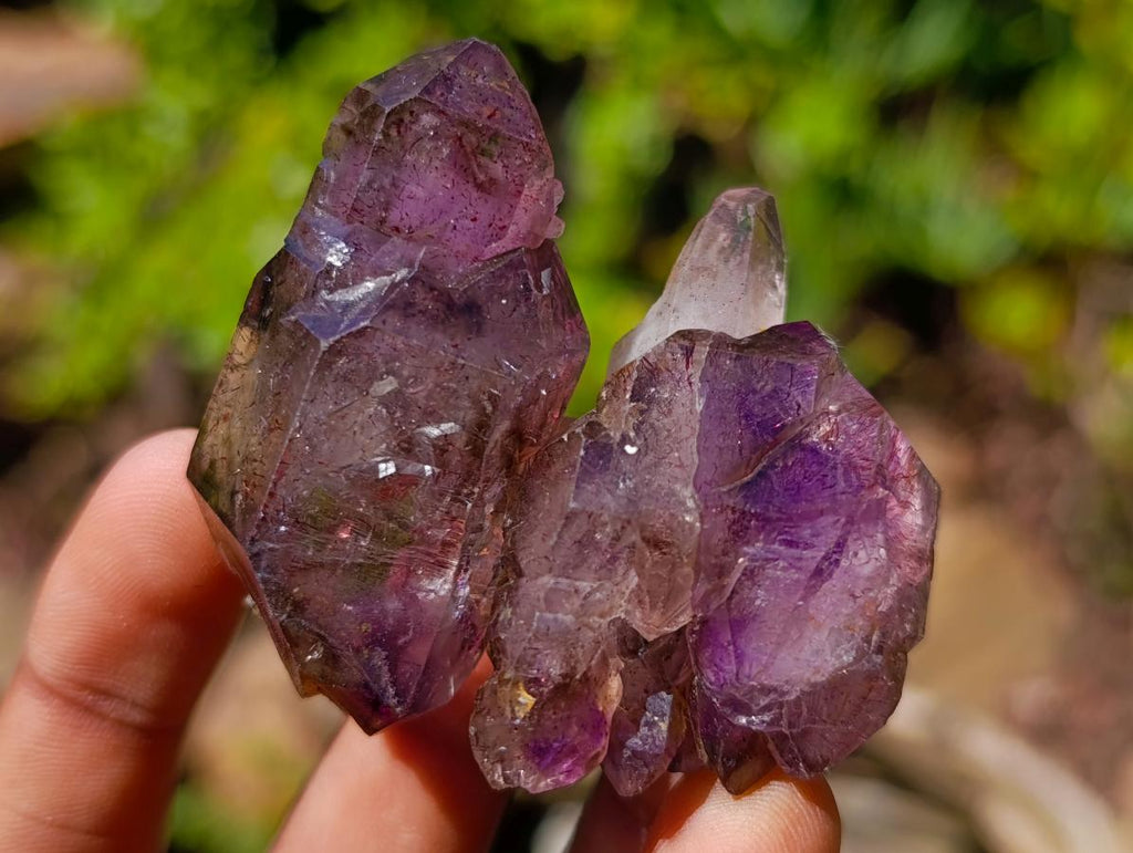 Natural Smokey Window Amethyst Crystals x 14 From Chiredzi, Zimbabwe
