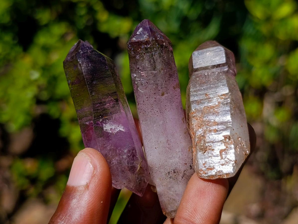 Natural Smokey Window Amethyst Crystals x 14 From Chiredzi, Zimbabwe
