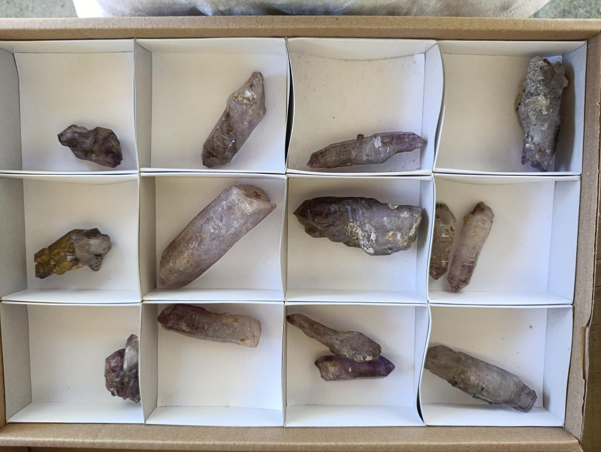 Natural Smokey Window Amethyst Crystals x 14 From Chiredzi, Zimbabwe