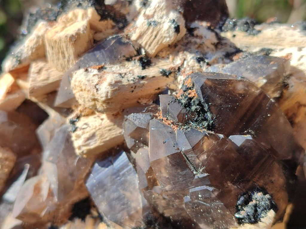 Natural Smokey Quartz Clusters with Schorl Black Tourmaline and Feldspar x 2 From Erongo, Namibia