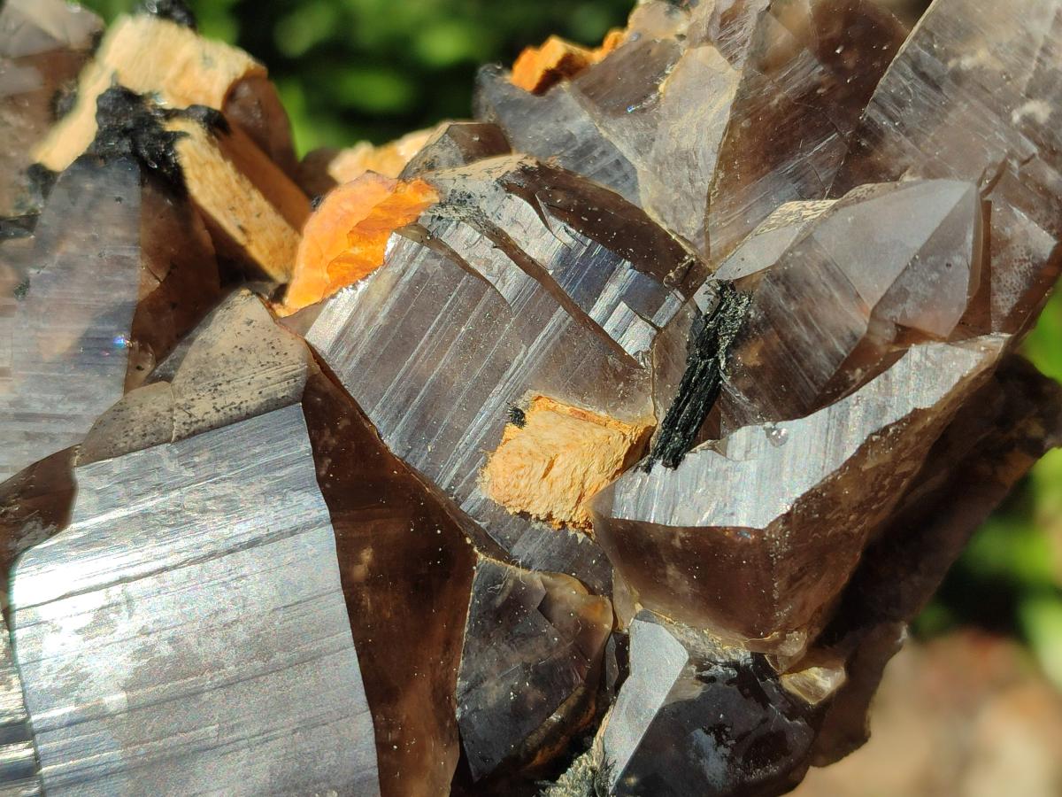 Natural Smokey Quartz Clusters with Schorl Black Tourmaline and Feldspar x 2 From Erongo, Namibia