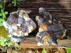 Natural Smokey Quartz Clusters with Schorl Black Tourmaline and Feldspar x 2 From Erongo, Namibia