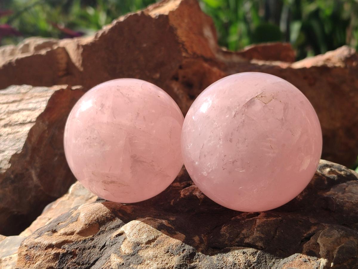 Polished Gemmy Rose Quartz Spheres x 4 From Madagascar