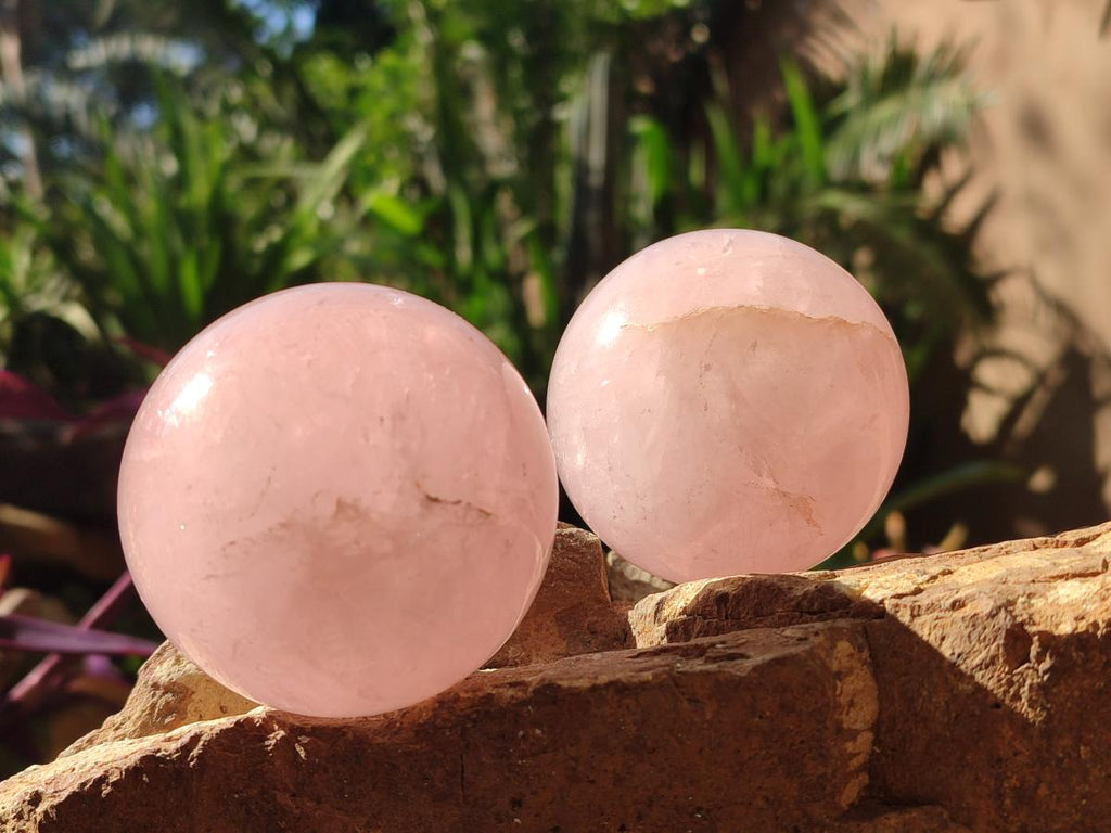 Polished Gemmy Rose Quartz Spheres x 4 From Madagascar