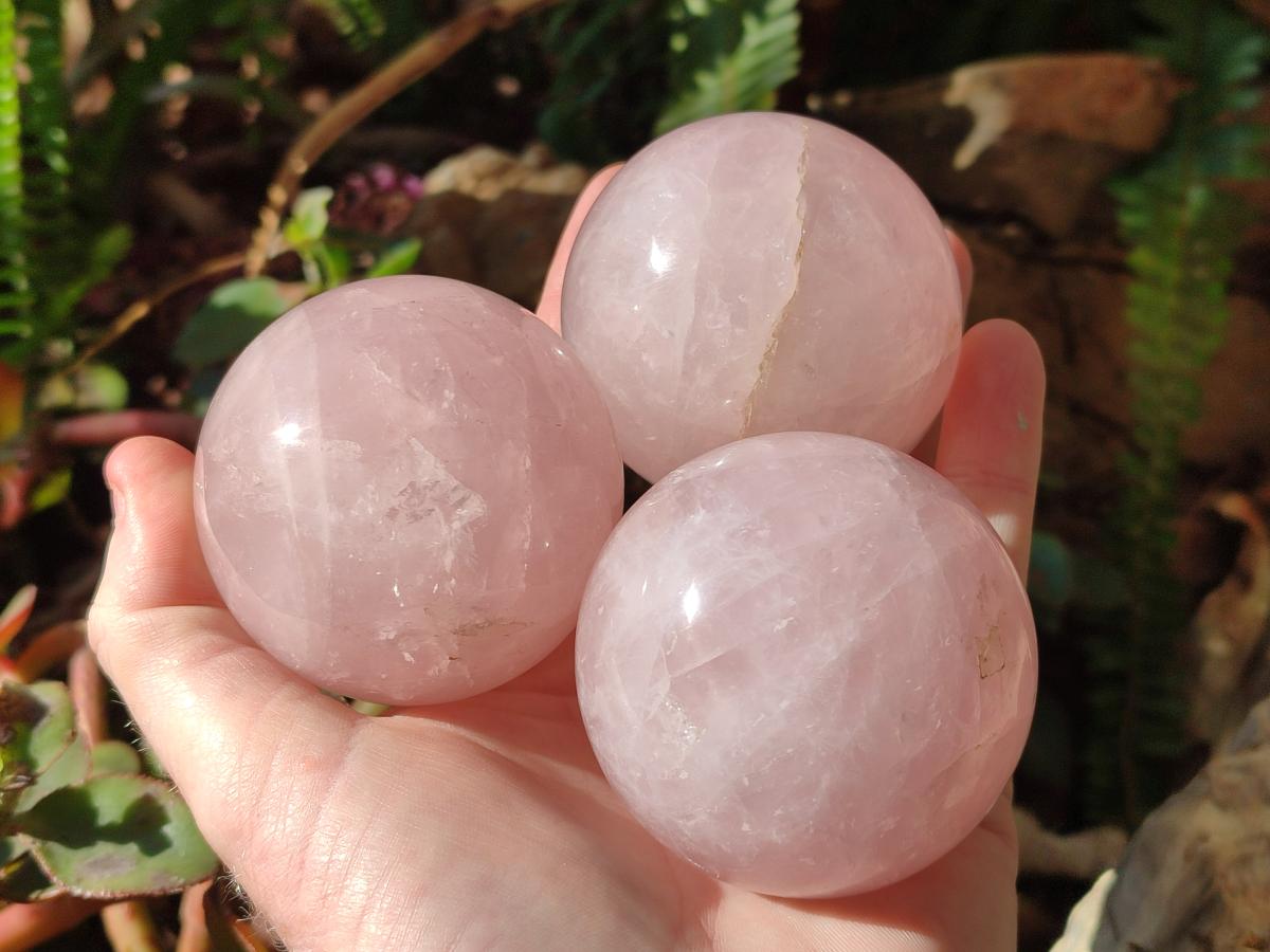 Polished Gemmy Rose Quartz Spheres x 4 From Madagascar