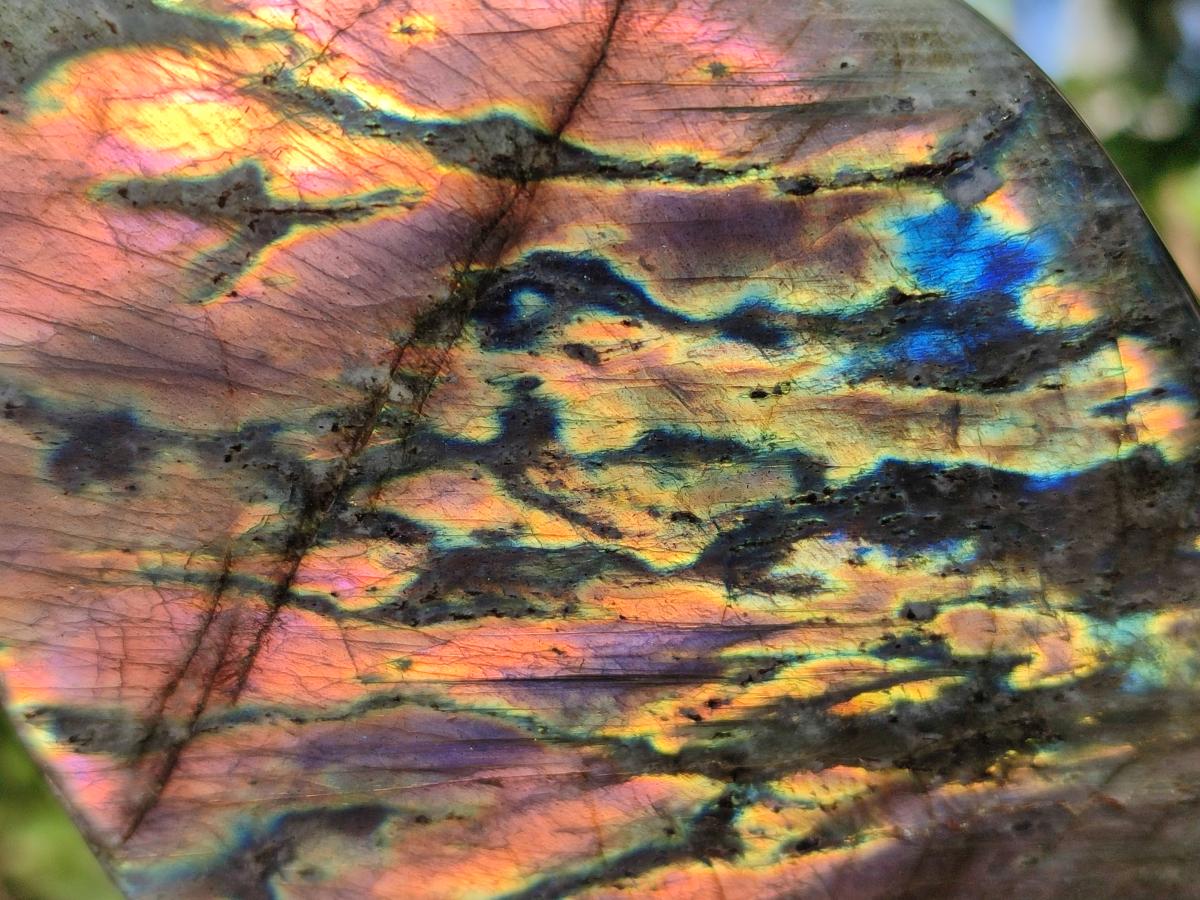 Polished Rare Purple Sunset Flash Labradorite Standing Display Pieces x 2 From Madagascar
