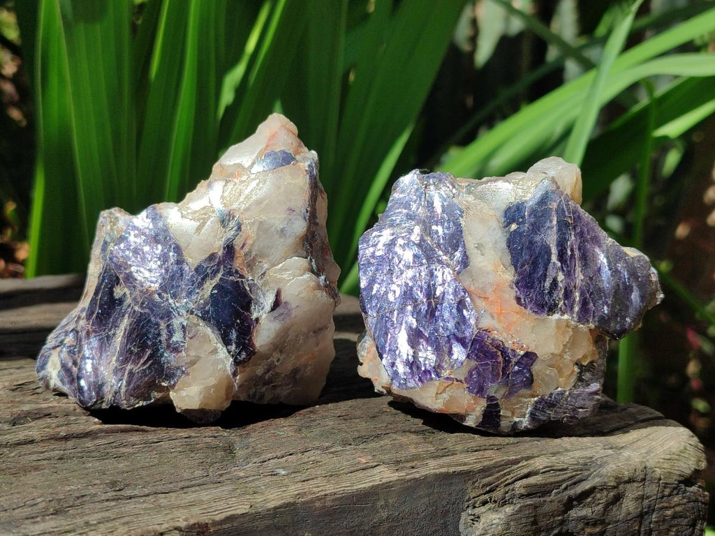 Polished One Side Silver Leaf Lepidolite Slices x 6 From Zimbabwe