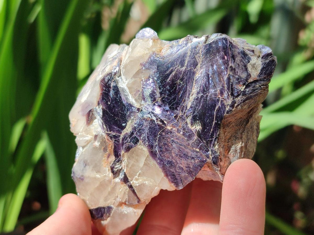 Polished One Side Silver Leaf Lepidolite Slices x 6 From Zimbabwe