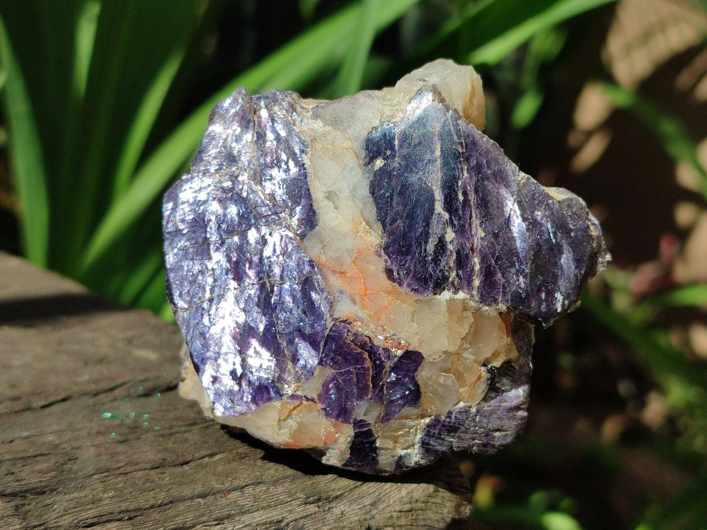 Polished One Side Silver Leaf Lepidolite Slices x 6 From Zimbabwe