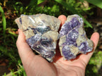Polished One Side Silver Leaf Lepidolite Slices x 6 From Zimbabwe