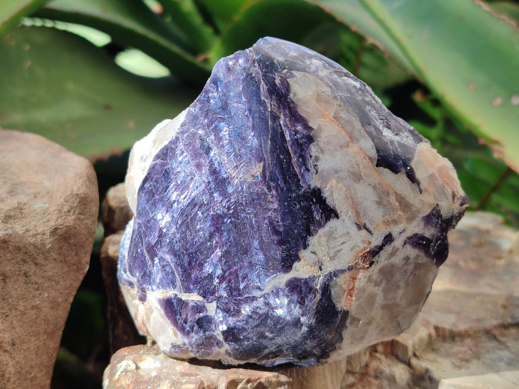 Polished One Side Silver Leaf Lepidolite Slices x 6 From Zimbabwe