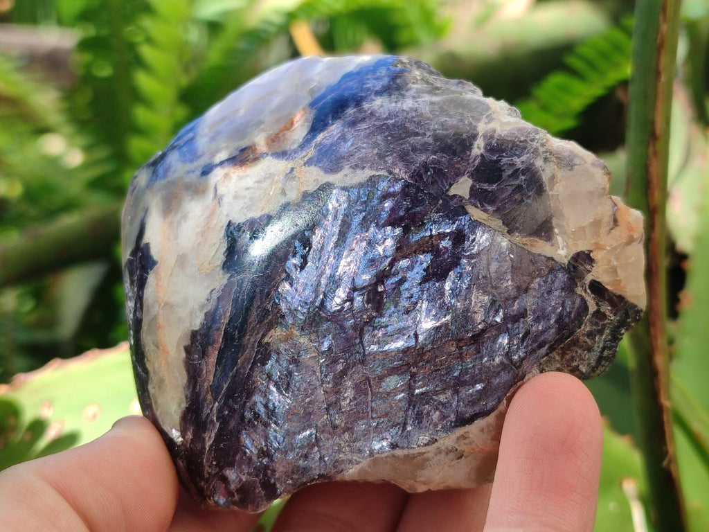 Polished One Side Silver Leaf Lepidolite Slices x 6 From Zimbabwe