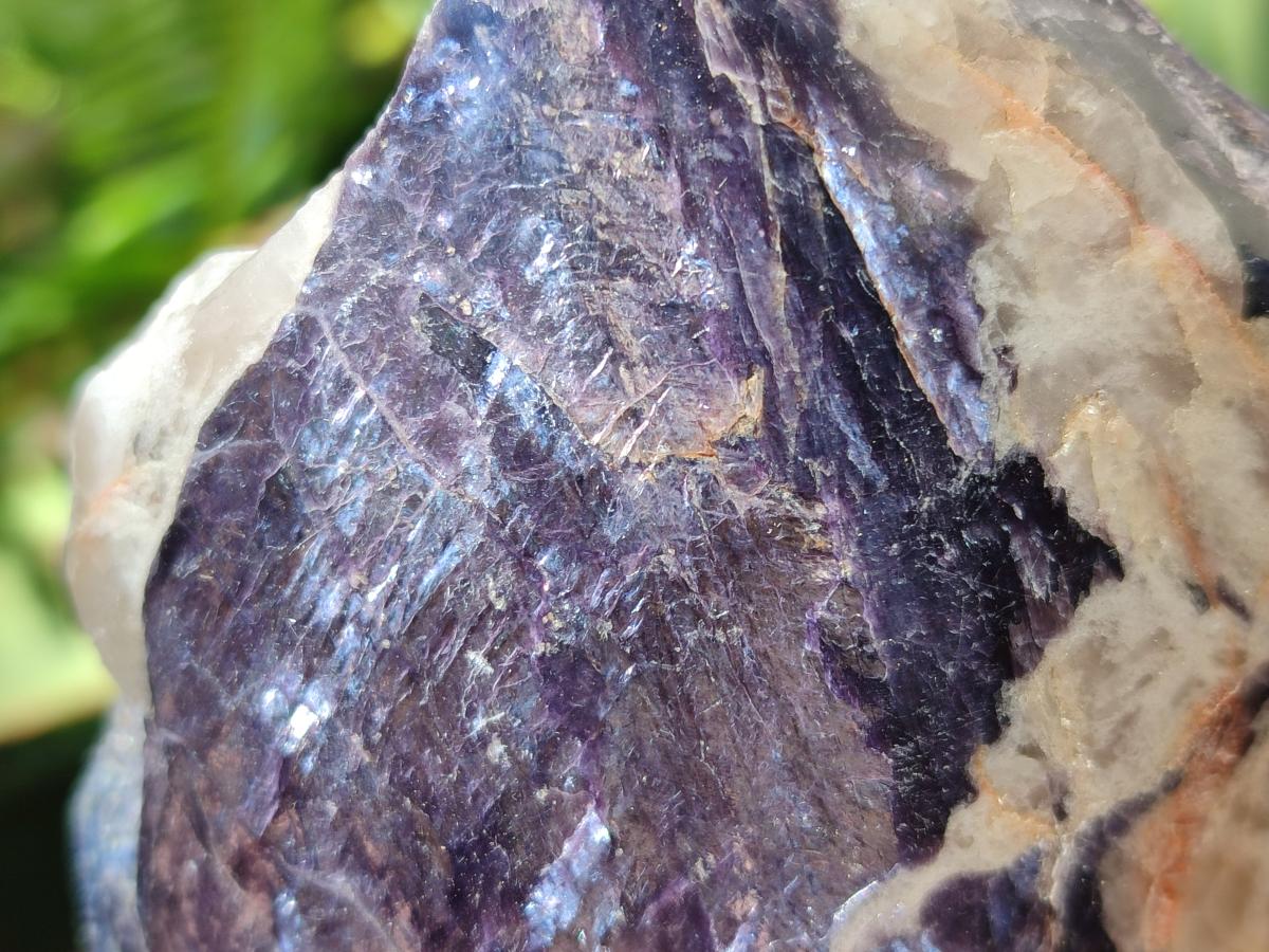 Polished One Side Silver Leaf Lepidolite Slices x 6 From Zimbabwe
